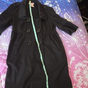 Candie's Black Babydoll Trench Dress Bell Sleeve Button Down Midi Dress y2k 00s